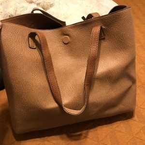 Street Level Reversible Faux Leather Tote and Wristlet